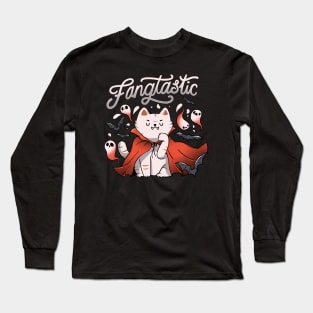 Fangtastic Vampire Halloween Bat Cat by Tobe Fonseca Long Sleeve T-Shirt